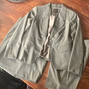 3 piece suit set with jacket, pencil skirt, and wide like low rise pants
